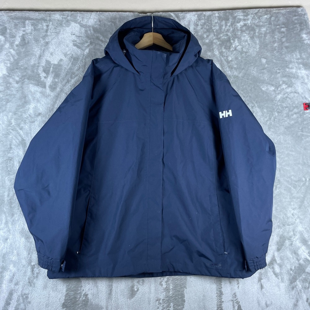 Helly Hansen Aden Rain Jacket Womens 4XL Blue Tech Hooded Full Zip Shell 62650
